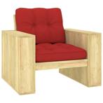 vidaXL Chaise de jardin avec coussins rouge Bois de pin, Verzenden