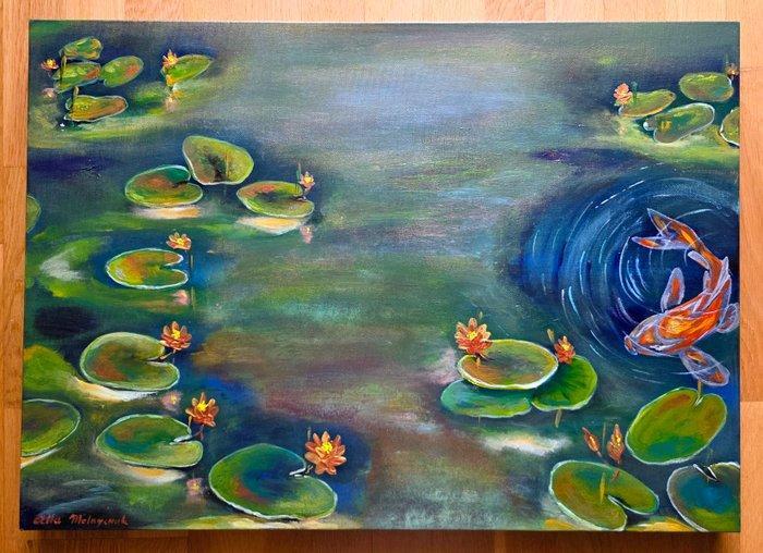 Alla Melnychuk (XX-XXI) - Ninfee e carpa koi, Antiek en Kunst, Kunst | Schilderijen | Klassiek