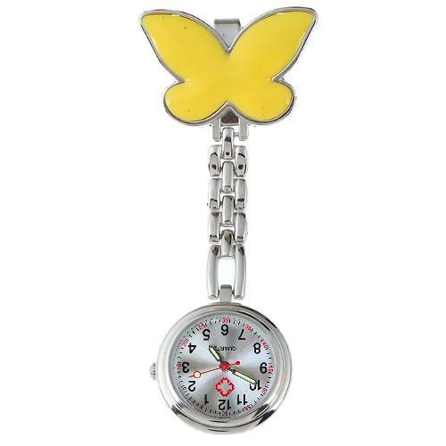 Fako - Verpleegstershorloge - Vlinder - Geel, Handtassen en Accessoires, Horloges | Dames, Verzenden