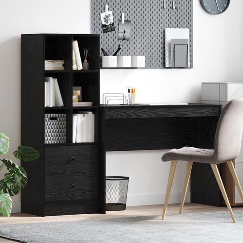 vidaXL Bureau met Opbergruimte - Zwart Eikenhout, Huis en Inrichting, Kasten | Dressoirs, Nieuw, Verzenden