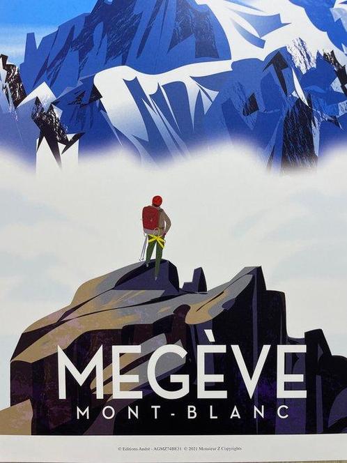 Monsieur Z - Affiche de Tourisme Megève - LAiguille, Mont, Antiek en Kunst, Kunst | Tekeningen en Fotografie