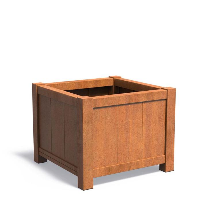 Cortenstaal plantenbak York 100x100x80cm - Met bodem, Tuin en Terras, Bloembakken en Plantenbakken, 60 cm of meer, 100 cm of meer