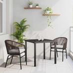 vidaXL 3-delige Tuin Eetset in Bruin Poly Rattan, Tuin en Terras, Verzenden, Nieuw