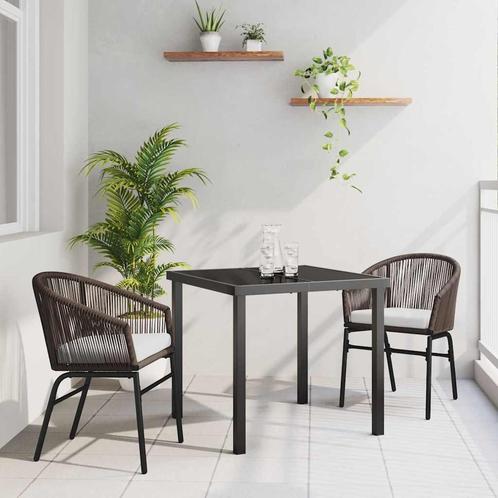 vidaXL Tuin Eettafel Set 3 pcs Bruin Poly rattan, Tuin en Terras, Tuinsets en Loungesets, Nieuw, Verzenden