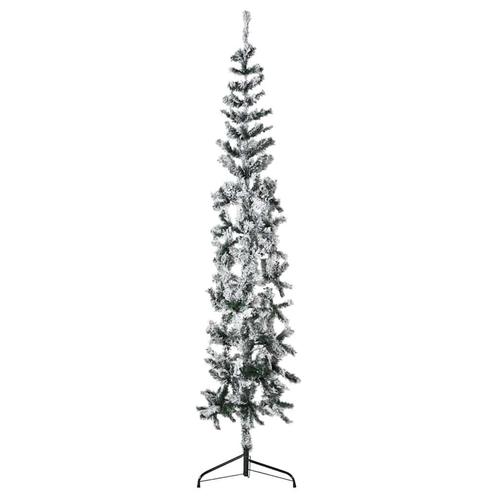 vidaXL Kunstkerstboom half met sneeuw smal 180 cm, Diversen, Kerst, Nieuw, Verzenden