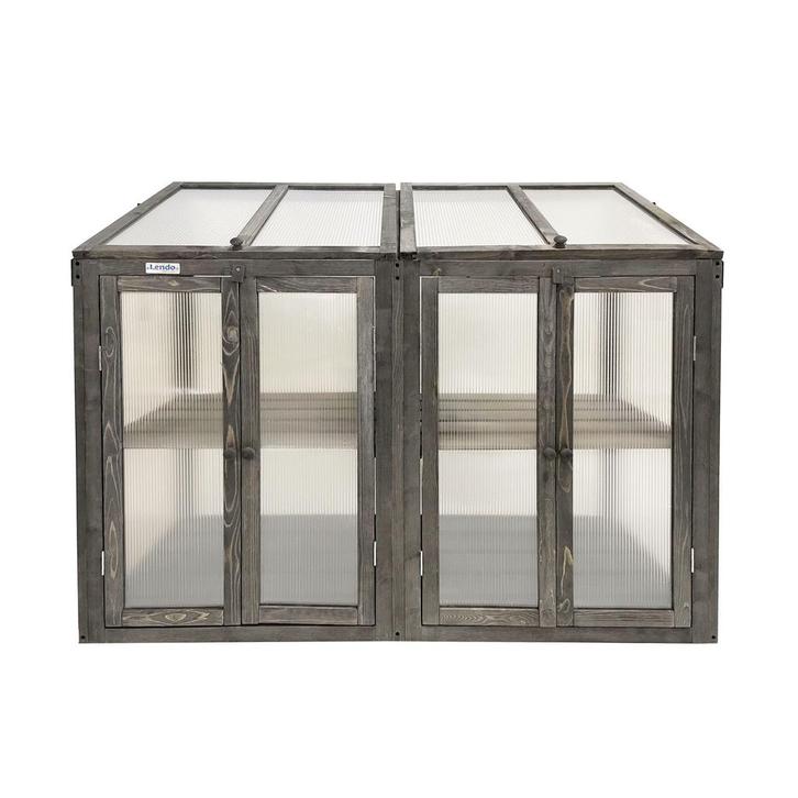Lendo Online Mini Serre de Culture Bois 120x49x97,5 cm Gris, Tuin en Terras, Kassen