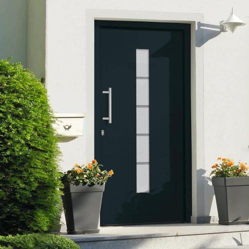 vidaXL Voordeur 110x210 cm aluminium en PVC antraciet, Doe-het-zelf en Bouw, Deuren en Vliegenramen, Nieuw, Verzenden