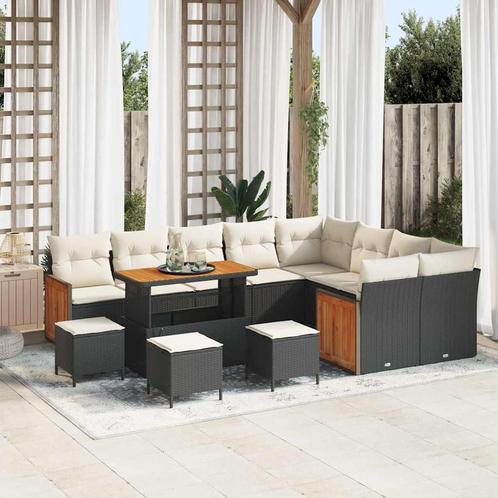 vidaXL Tuinbank Set 13 pcs Zwart, Crème 110 x 55 x 71 cm, Tuin en Terras, Tuinsets en Loungesets, Nieuw, Verzenden