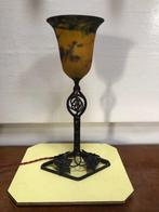 Lampe de table - Verre, Métal, Fer - Muller Frères, Antiek en Kunst