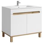 Badplaats Badkamermeubel Otero 80cm - Hoogglans Wit / Eiken, Verzenden, Nieuw