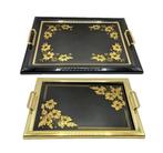 Dienblad (2) - Flores Doradas - Verguld messing - Twee, Nieuw