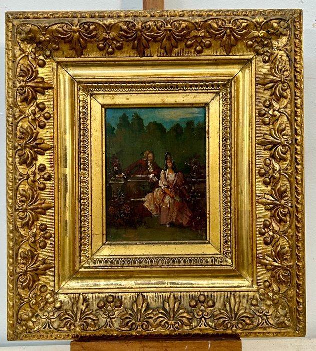 Franse school (XIX) - Scena di corteggiamento, Antiek en Kunst, Kunst | Schilderijen | Klassiek