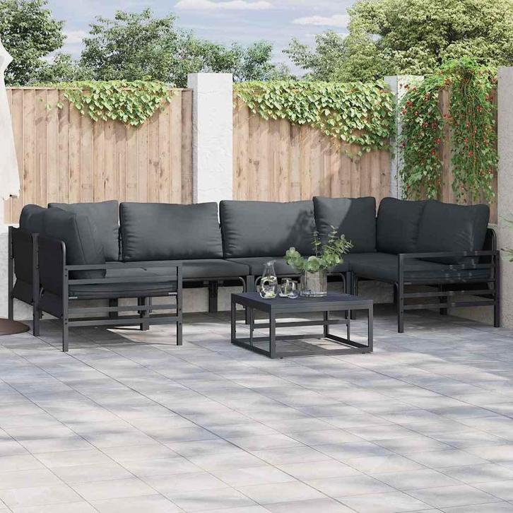 vidaXL Tuinbank Set Antraciet Staal, Tuin en Terras, Tuinsets en Loungesets, Nieuw, Verzenden