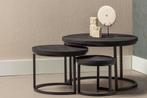 Salontafel Mangohout S Ula Set Van 3 Zwart, Huis en Inrichting, Tafels | Salontafels, Verzenden, Nieuw, Industriële meubels, Overige vormen