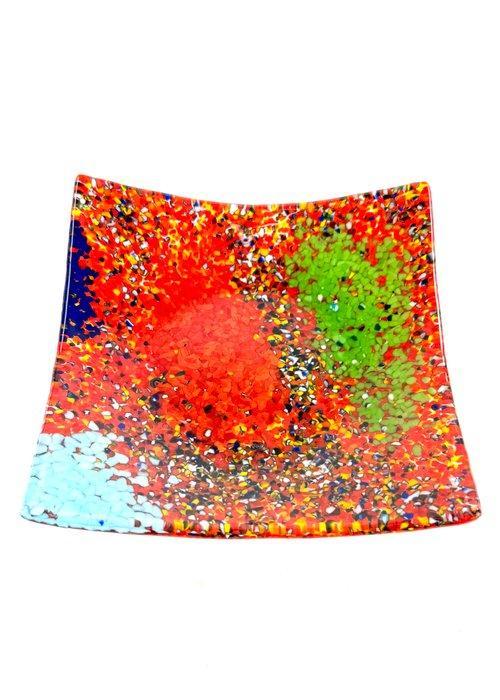 Plat - Verre de Murano - Assiette rouge 17 cm, Antiek en Kunst, Antiek | Glaswerk en Kristal