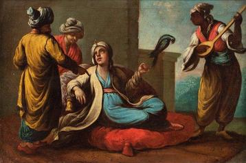 Venetian school (XVIII) - Turkish nobles with parrot and