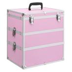 vidaXL Make-up koffer 37x24x40 cm aluminium roze, Handtassen en Accessoires, Verzenden, Nieuw