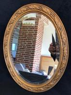 Spiegel- Facet geslepen ovale spiegel  - Glas hout resin -