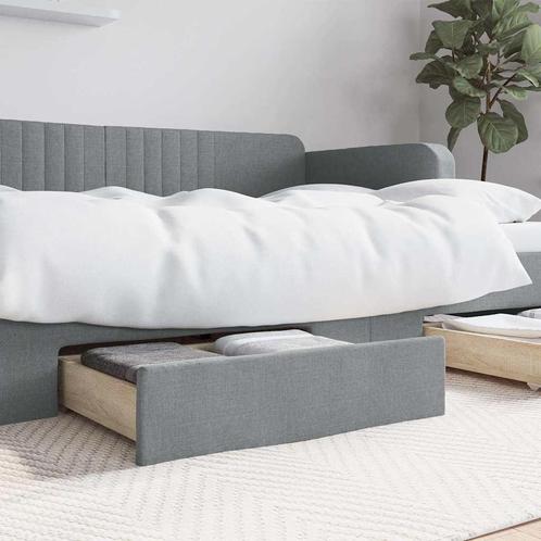 vidaXL Bedlades 2 st bewerkt hout en stof lichtgrijs, Huis en Inrichting, Slaapkamer | Bedden, Nieuw, Verzenden