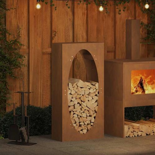 vidaXL Brandhoutrek 50x23x100 cm weervast staal, Tuin en Terras, Brandhout, Verzenden