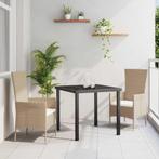 vidaXL Tuin Eettafel Set met kussen 3 pcs Beige poly rattan, Verzenden, Nieuw