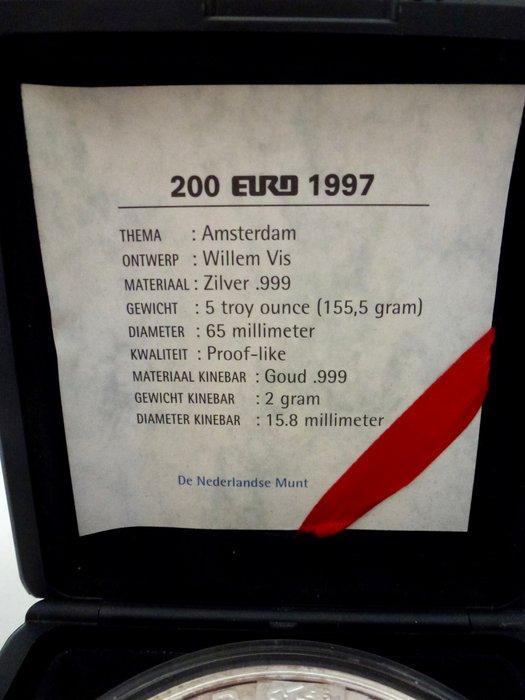 Pays-Bas. 200 Euro 1997 Amsterdam Kinebar 2 gram goud + 5, Postzegels en Munten, Munten | Europa | Niet-Euromunten