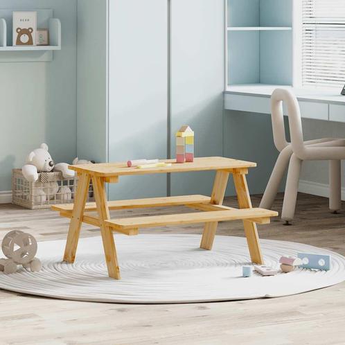 vidaXL Kindertafel met banken 90x79,5x50 cm massief hout, Huis en Inrichting, Tafelonderdelen, Nieuw, Verzenden