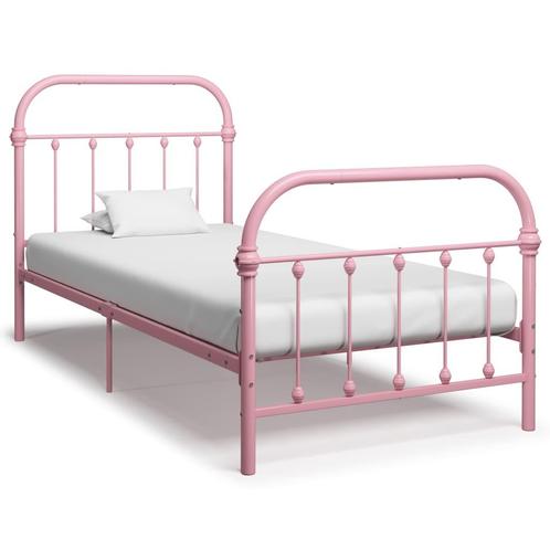 vidaXL Bedframe metaal roze 90x200 cm, Huis en Inrichting, Slaapkamer | Bedden, Nieuw, Verzenden