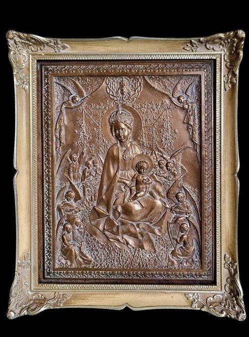 H. Reus - KG Hanau - Relief en bronze - Madone avec lEnfant, Antiek en Kunst, Kunst | Niet-Westerse kunst