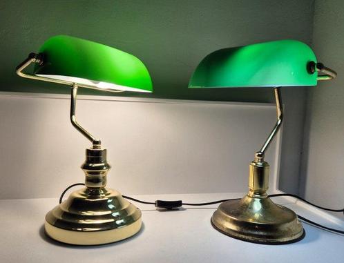 Bankierslamp (2) - Verguld messing - koppel, Antiek en Kunst, Curiosa en Brocante