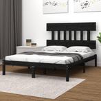 vidaXL Bedframe massief hout zwart 140x190 cm, Huis en Inrichting, Slaapkamer | Bedden, Verzenden, Nieuw