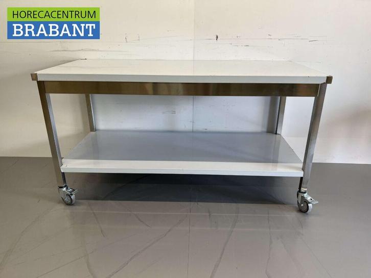 RVS Verrijdbare Werktafel Tafel Op Wielen 160 x 70 x 85 cm, Zakelijke goederen, Horeca | Meubilair en Inrichting, Ophalen of Verzenden