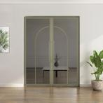 Dubbele stalen taatsdeur Olijfgroen 2 Vlaks rond Rook glas, Overige typen