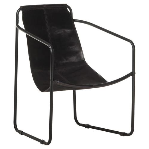 vidaXL Fauteuil de relaxation noir cuir véritable, Maison & Meubles, Fauteuils, Neuf, Envoi