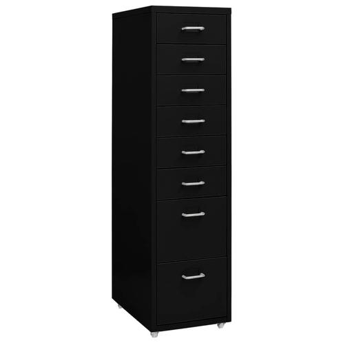 vidaXL Ladeblok verrijdbaar 28x41x109 cm metaal zwart, Huis en Inrichting, Kasten | Overige, Nieuw, Verzenden
