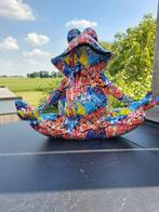 Beeld, street Art frog meditating yoga - 25 cm - polyresin