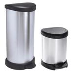 Lot de 2 poubelles à pédale Curver Decobin - Gris | 40 et 5, Verzenden, Neuf