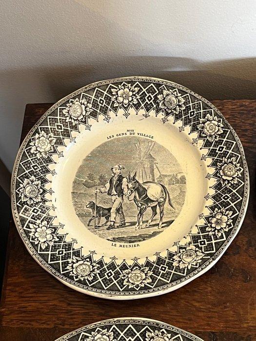 Creil et Montereau - Serveerschaal (6) - Les gens du Village, Antiek en Kunst, Antiek | Glaswerk en Kristal