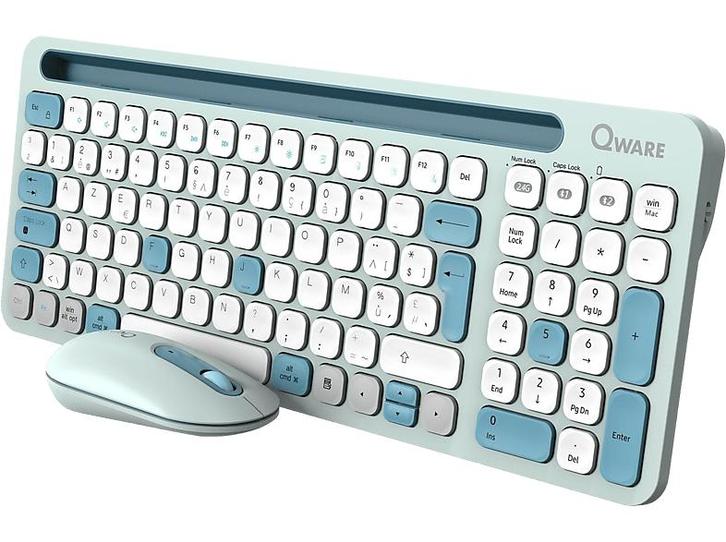 Qware - Draadloos toetsenbord + muis - Azerty - Groen, Computers en Software, Toetsenborden, Draadloos, Azerty, Nieuw, Verzenden