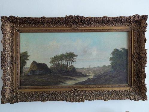 J.v.Dijk (XX) - Country Farmhouse Landscape, Antiek en Kunst, Kunst | Schilderijen | Klassiek