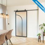 Stalen Schuifdeur Zwart 2 Vlaks rond Maatwerk Mat glas, Doe-het-zelf en Bouw, Raamkozijnen en Schuifdeuren, Nieuw, Metaal, Inclusief glas
