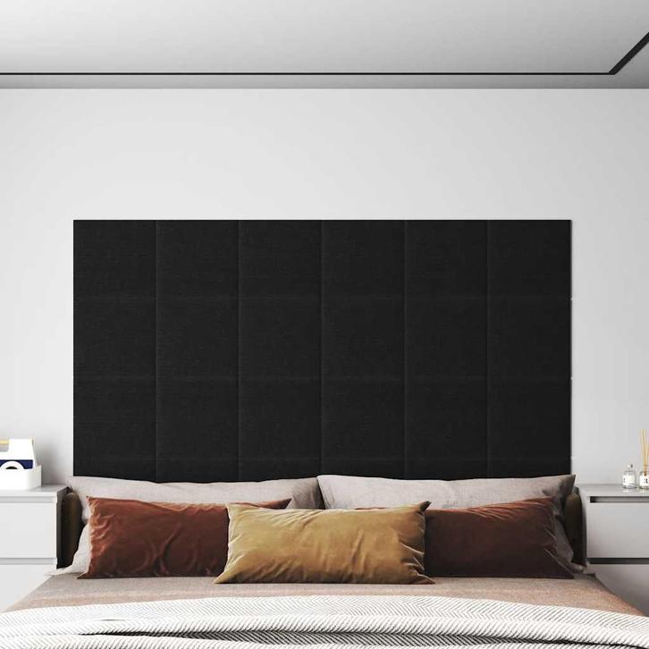 vidaXL Wandpanelen 12 st 1,08 m² 30x30 cm stof zwart, Doe-het-zelf en Bouw, Platen en Panelen, Nieuw, Verzenden