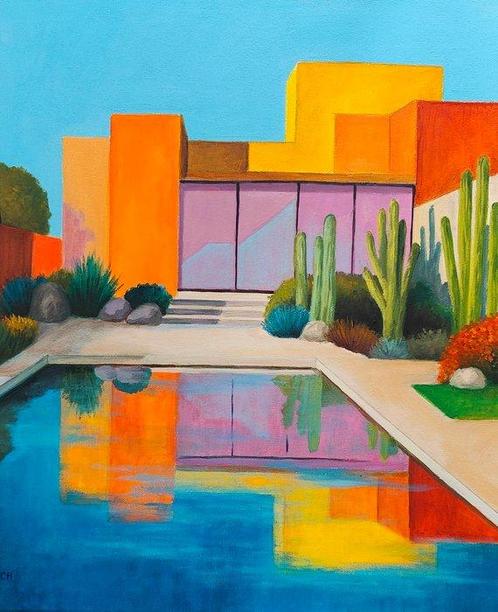 Jan Olech (XX) - The pool, Antiek en Kunst, Kunst | Schilderijen | Modern