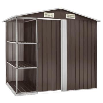 vidaXL Tuinschuur met rek 205x130x183 cm ijzer bruin, Verzenden