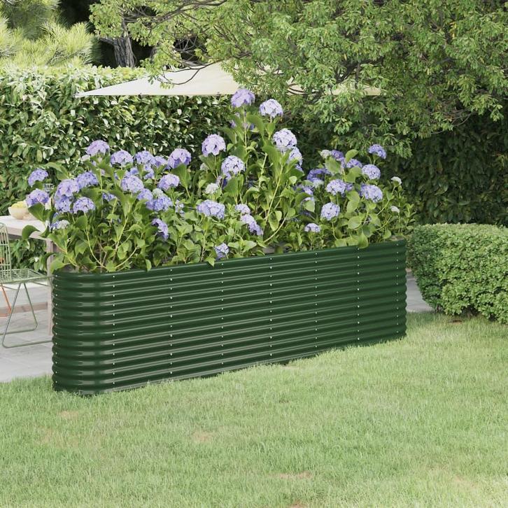 vidaXL Plantenbak 260x40x68 cm gegalvaniseerd staal groen, Tuin en Terras, Bloempotten, Nieuw, Verzenden