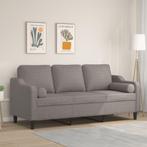 vidaXL Driezitsbank met sierkussens 180 cm stof taupe, Huis en Inrichting, Zetels | Zetels, Verzenden, Nieuw