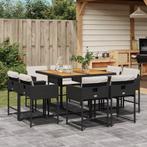 vidaXL 9-delige Tuinset poly rattan zwart, Verzenden, Nieuw, Tuinset