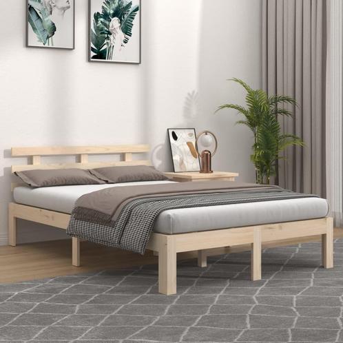 vidaXL Cadre de lit bois massif 140x190 cm, Maison & Meubles, Chambre à coucher | Lits, Neuf, Envoi
