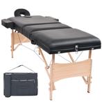 vidaXL Massagetafel inklapbaar 3 zones 10 cm dik zwart, Verzenden, Nieuw