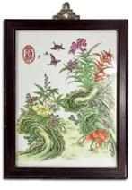 Chinese famille rose porseleinen plaquette met bloemen en